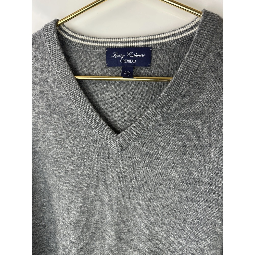 Luxury Cashmere Cremieux V-Neck Sweater Heather Gray Long Sleeve Men's Size XXL - Picture 3 of 15